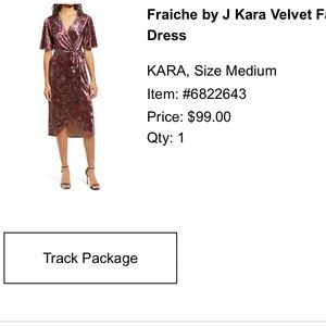 velvet cocktail/wedding guest wrap dress, purple/red print